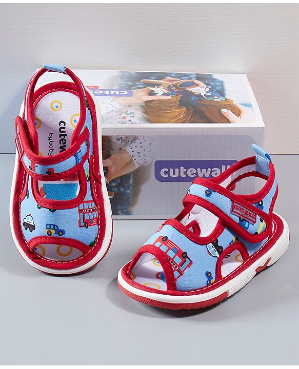 Cute Walk by Babyhug Sandals Vehicle Print - Red