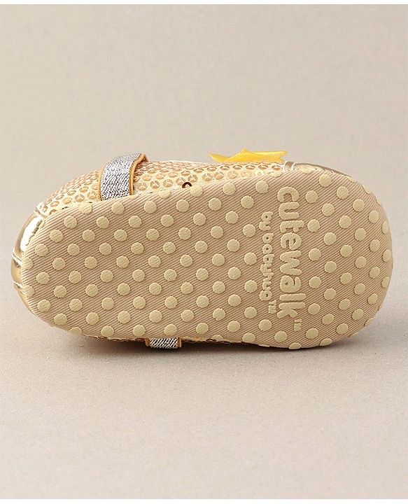 Cute Walk by Babyhug Embellished Booties - Golden
