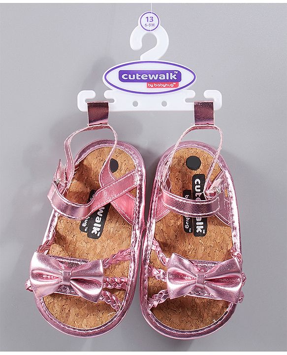 Cute Walk by Babyhug Booties Bow Applique - Pink