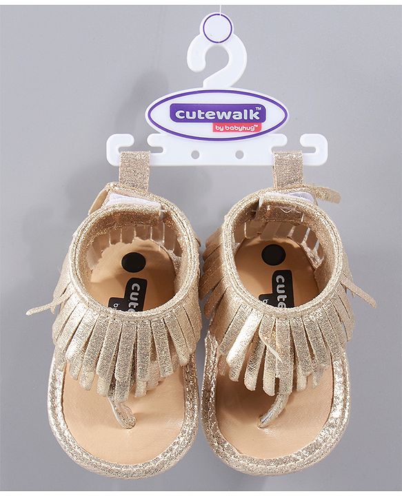 Cute Walk by Babyhug Party Wear Sandals - Golden