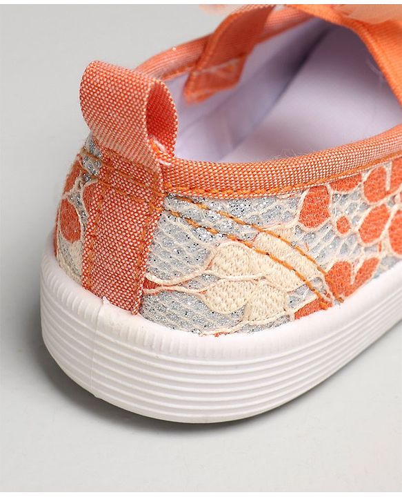 Cute Walk by Babyhug Casual Shoes Floral Embroidered - Orange