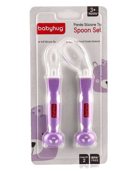 Babyhug Panda Silicone Tip Spoon Set of 2 - Purple