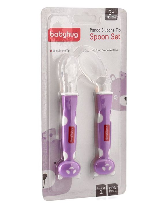 Babyhug Panda Silicone Tip Spoon Set of 2 - Purple