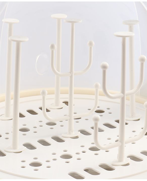 Babyhug Portable Covered Drying Rack for Baby Bottles & Accessories  White & Grey | BPA Free | Dust Proof | Easy Cleaning | Travel Friendly
