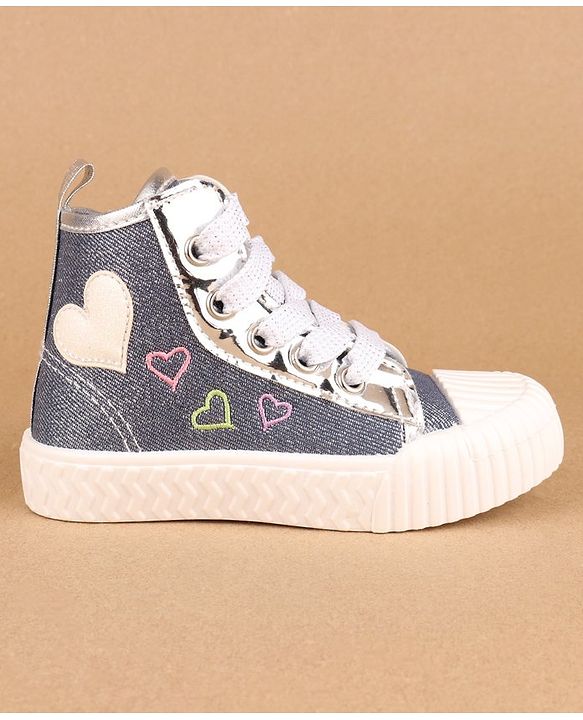 Cute Walk by Babyhug Casual Shoes Heart Embroidered - Blue - EU 26 Blue