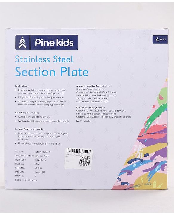 Pine Kids Steel 4 Sections Plate