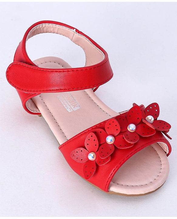 Cute Walk by Babyhug Sandals Floral Appliques - Red