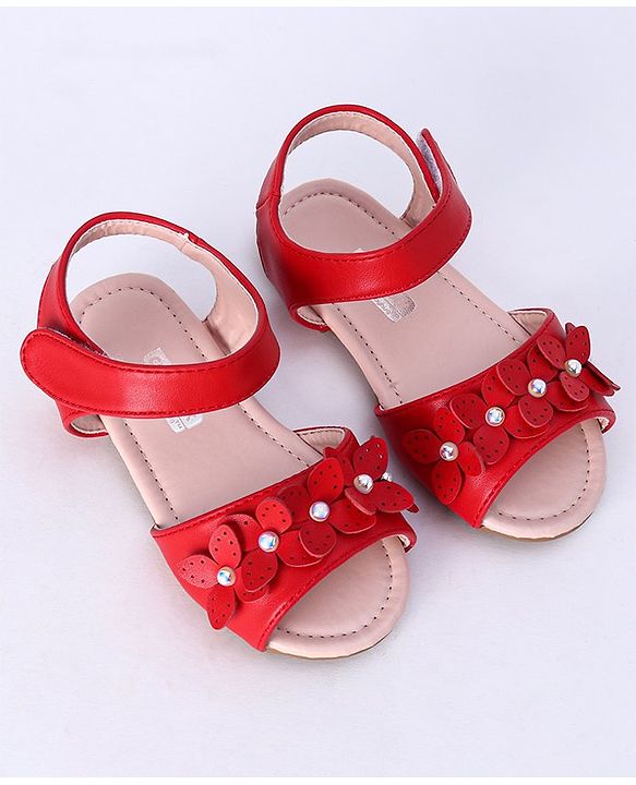 Cute Walk by Babyhug Sandals Floral Appliques - Red