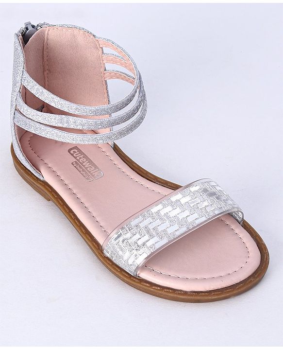 Cute Walk by Babyhug Shimmery Sandals - Silver