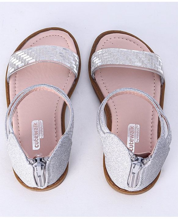 Cute Walk by Babyhug Shimmery Sandals - Silver