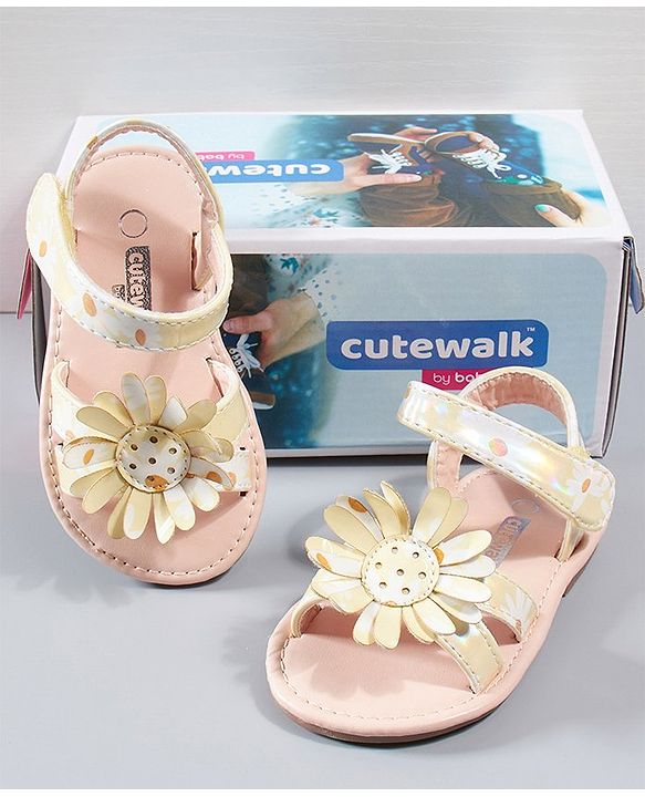 Cute Walk by Babyhug Sandals Floral Applique - Yellow