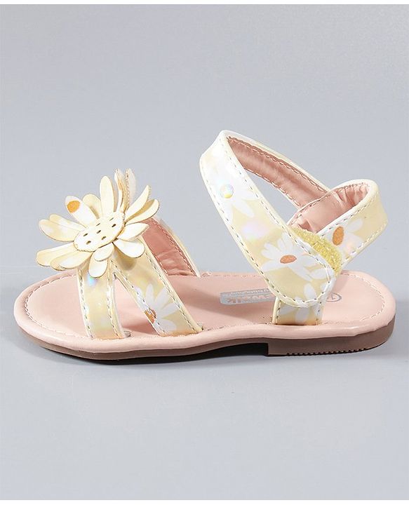 Cute Walk by Babyhug Sandals Floral Applique - Yellow