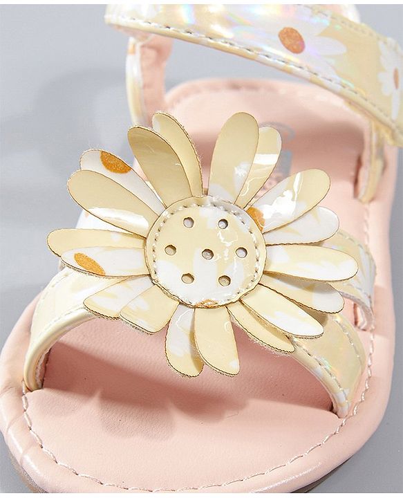 Cute Walk by Babyhug Sandals Floral Applique - Yellow
