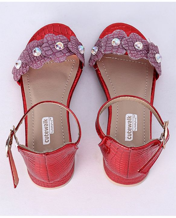 Cute Walk by Babyhug Sandals With Studded Pearls - Golden