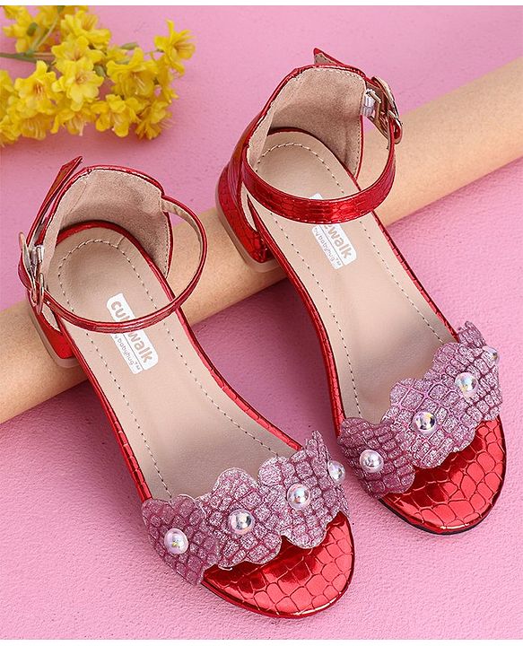 Cute Walk by Babyhug Sandals With Studded Pearls - Golden
