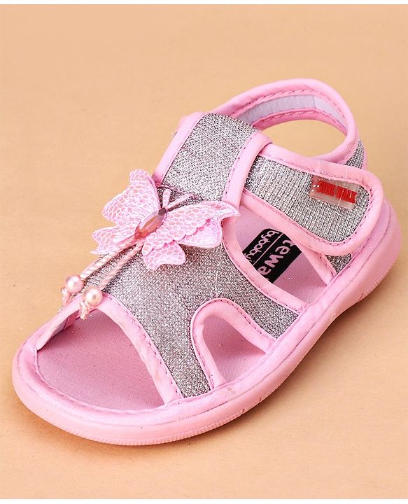 Cute Walk by Babyhug Party Wear Sandals Butterfly Appliques - Pink