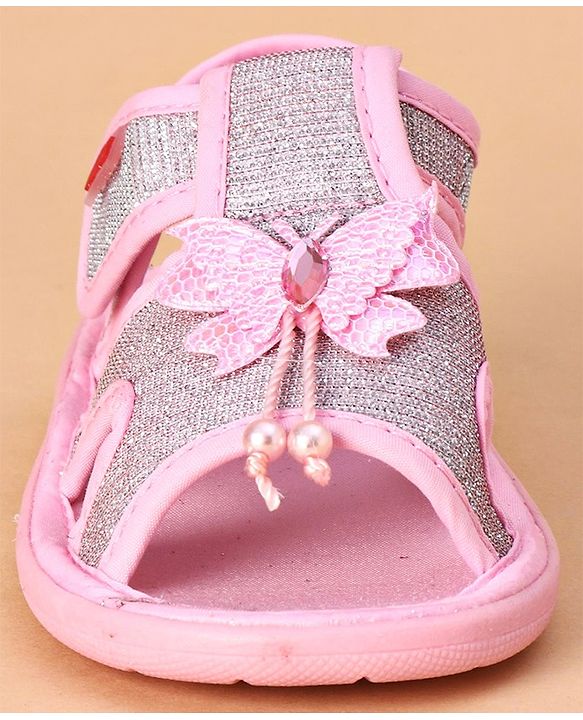 Cute Walk by Babyhug Party Wear Sandals Butterfly Appliques - Pink