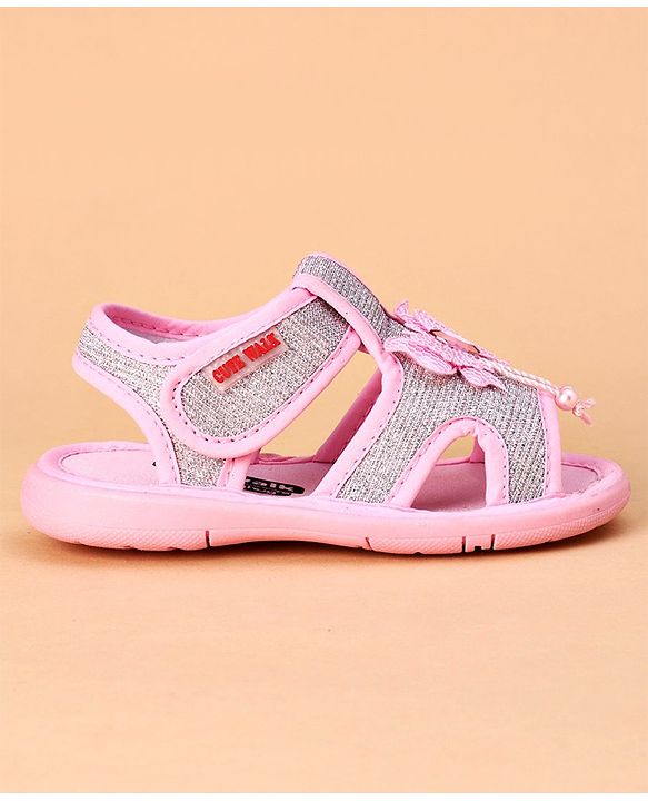 Cute Walk by Babyhug Party Wear Sandals Butterfly Appliques - Pink