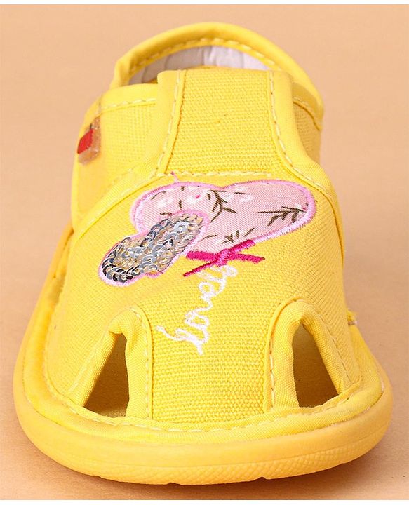 Cute Walk by Babyhug Sandals Heart Embroidery - Yellow