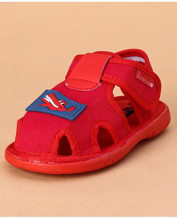 Cute Walk by Babyhug Sandals Crocodile Patch - Red