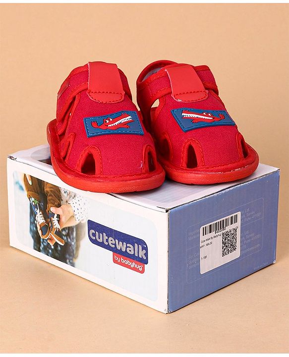 Cute Walk by Babyhug Sandals Crocodile Patch - Red