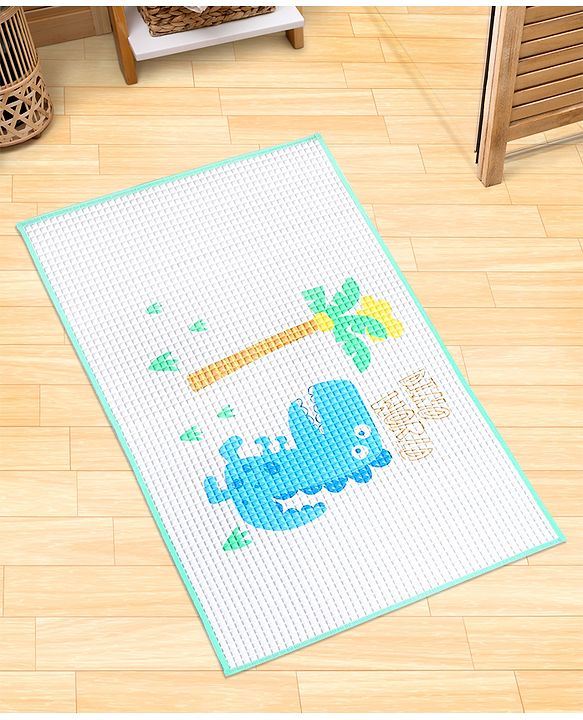 Babyhug Multipurpose Air Filled Waterproof Mat Dino Print - White
