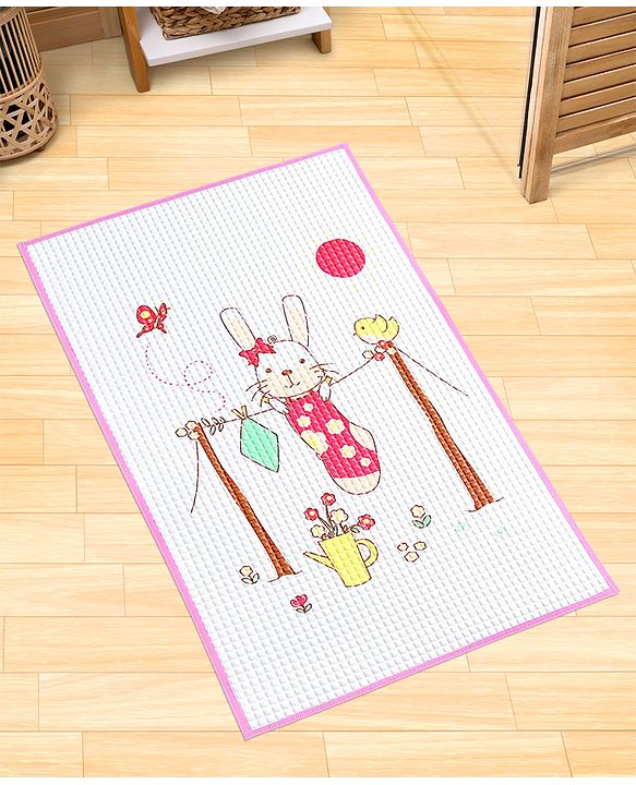 Babyhug Multipurpose Air Filled Waterproof Mat Dino Print - White