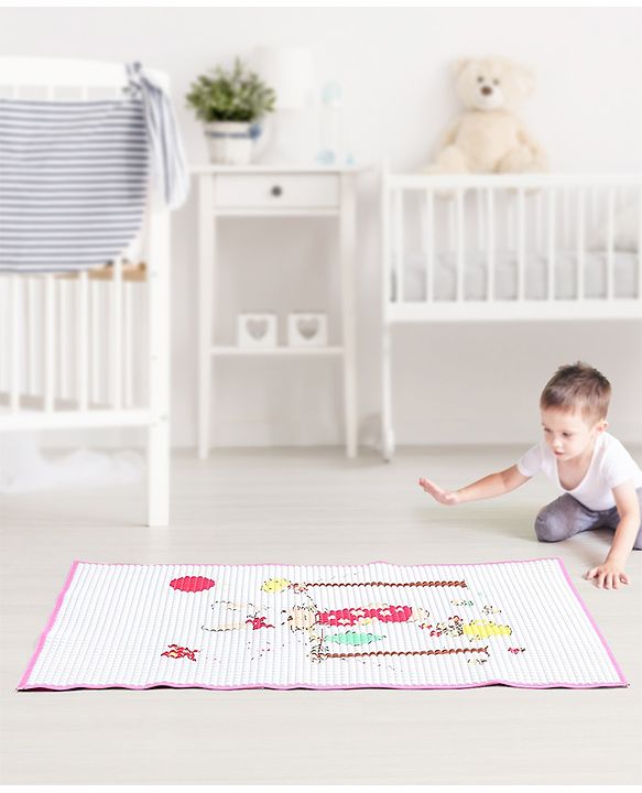 Babyhug Multipurpose Air Filled Waterproof Mat Dino Print - White