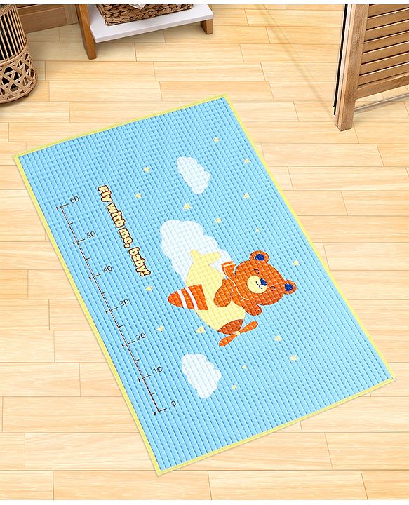 Babyhug Multipurpose Air Filled Waterproof Mat Bear Print - Blue - L 89.5 x B 58 cm Blue
