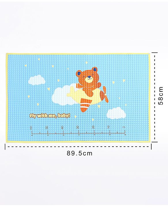 Babyhug Multipurpose Air Filled Waterproof Mat Bear Print - Blue - L 89.5 x B 58 cm Blue