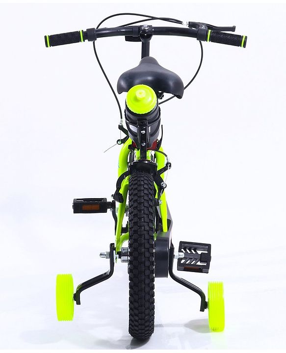 Pine Kids 14 Inch Rubber Air Tyres 99% Assembled Bicycle For Boys & Girls With Training Wheels  - Green (Training wheel Color May Vary)