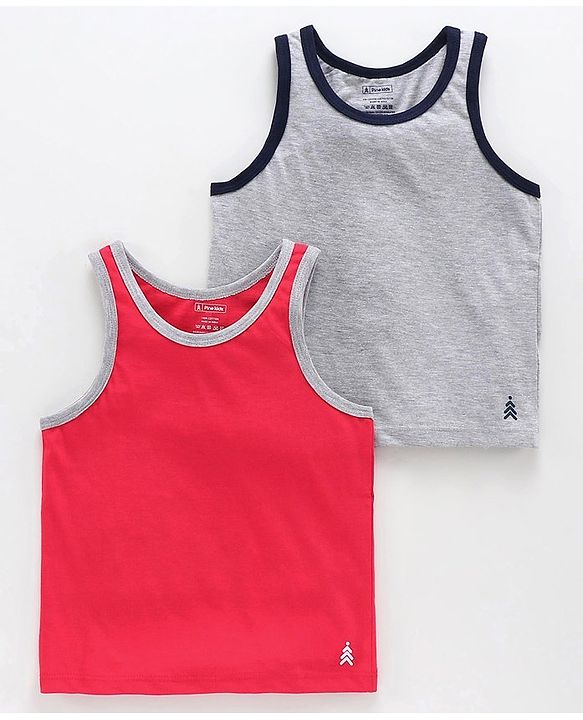Pine Kids Sleeveless Anti Microbial and Bio Was Vest Pack of 2 - Red
