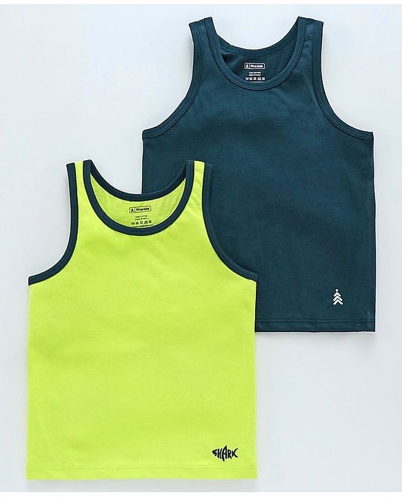 Pine Kids Sleeveless Anti Microbial and Bio Was Vest Pack of 2 - Green