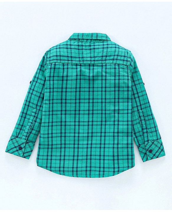 Pine Kids Full Sleeves Shoftner Wash Shirts Checks - Green