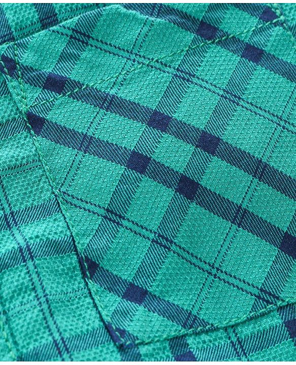 Pine Kids Full Sleeves Shoftner Wash Shirts Checks - Green