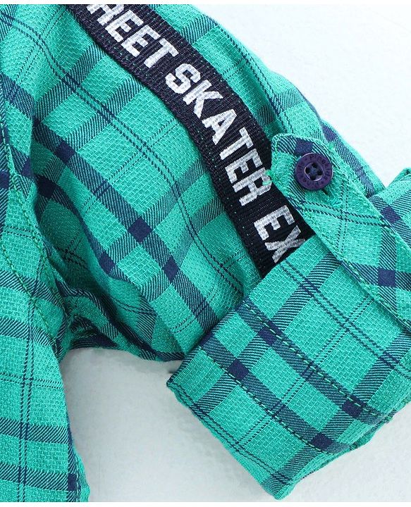 Pine Kids Full Sleeves Shoftner Wash Shirts Checks - Green