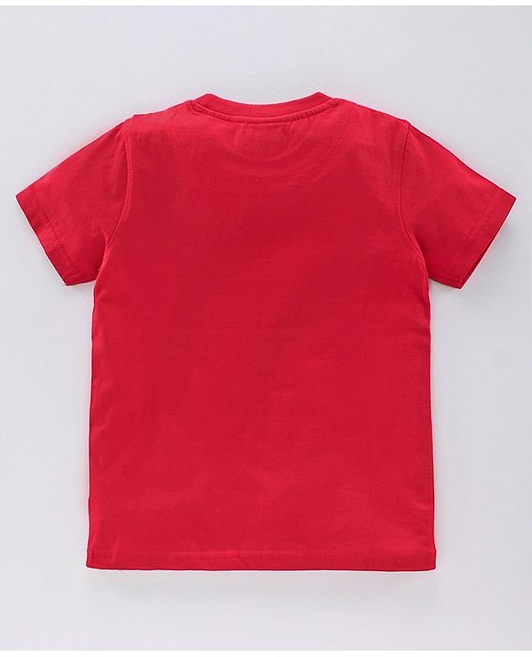 Pine Kids Half Sleeves Bio Washed T-Shirt & Shorts Set Pizza Print - Red