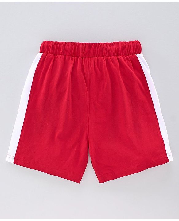 Pine Kids Half Sleeves Bio Washed T-Shirt & Shorts Set Pizza Print - Red