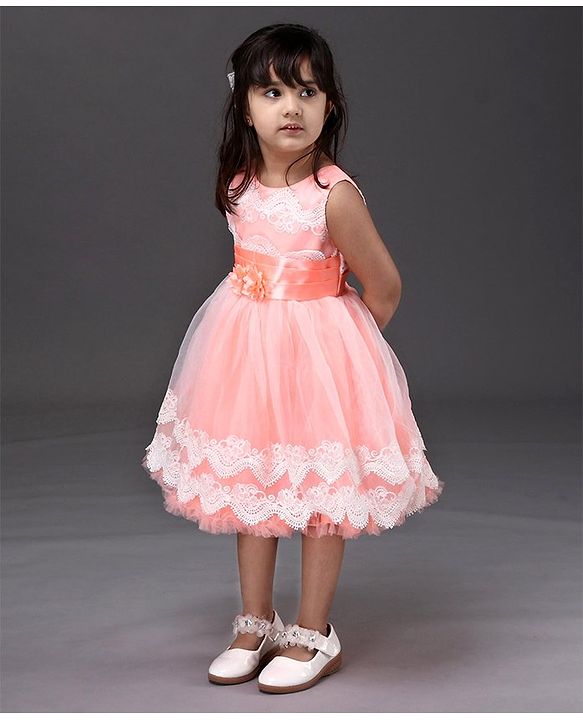 Babyhug Sleeveless Frock - Peach