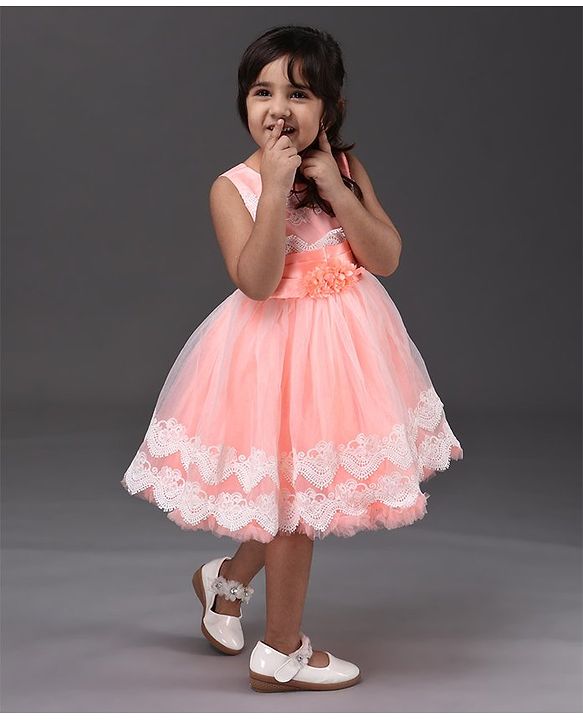 Babyhug Sleeveless Frock - Peach