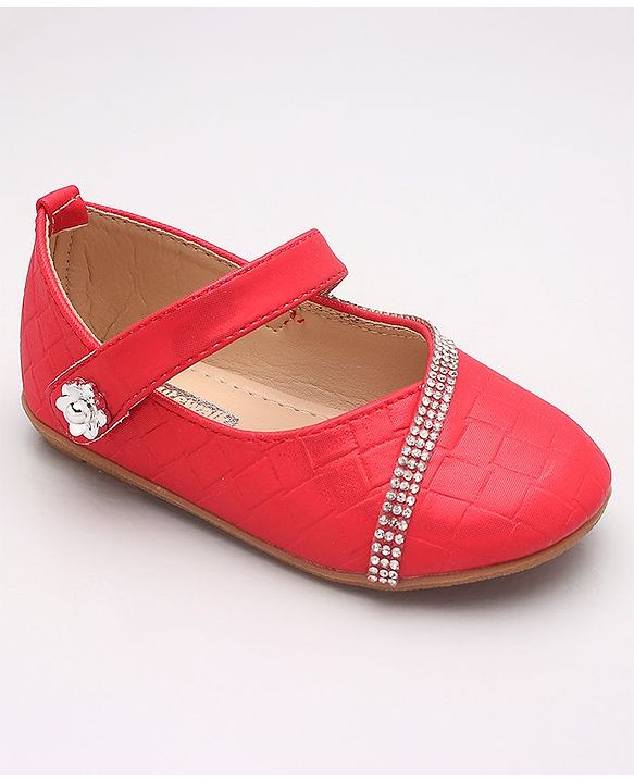 Cute Walk by Babyhug Sequin Embellished Belly Shoes - Red