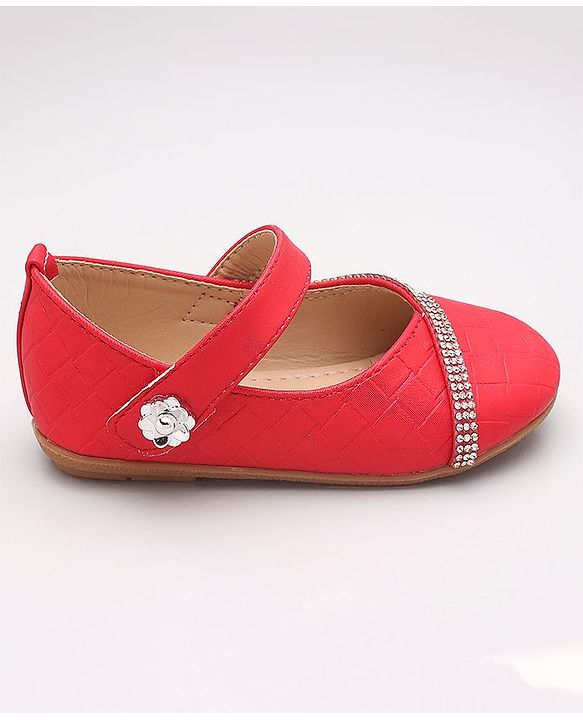 Cute Walk by Babyhug Sequin Embellished Belly Shoes - Red
