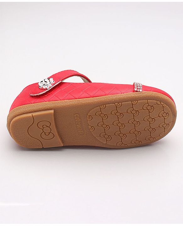 Cute Walk by Babyhug Sequin Embellished Belly Shoes - Red