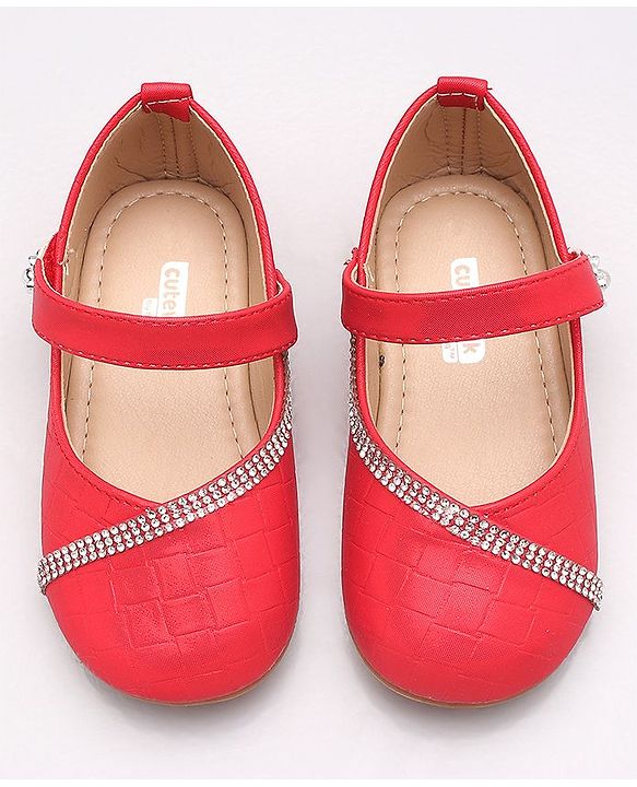 Cute Walk by Babyhug Sequin Embellished Belly Shoes - Red