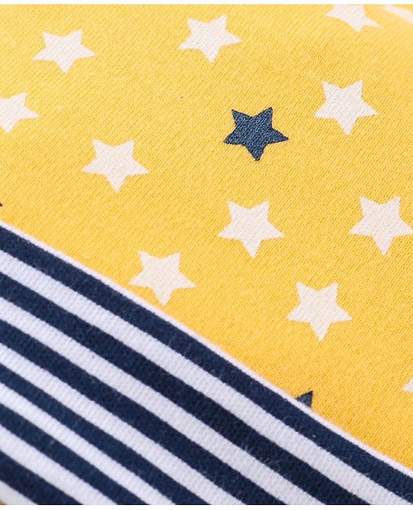 Babyhug 100% Cotton Tie Knot Cap Star Print Yellow - Diameter 10 cm