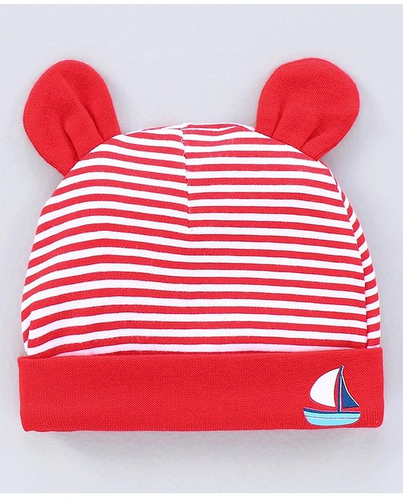 Babyhug 100% Cotton Cap Red - Diameter 10 cm