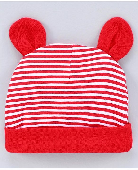 Babyhug 100% Cotton Cap Red - Diameter 10 cm
