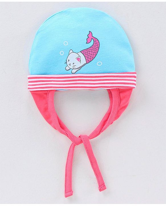 Babyhug 100% Cotton Cap with Knot - Blue