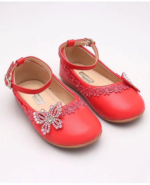 Red colour discount shoes for girls