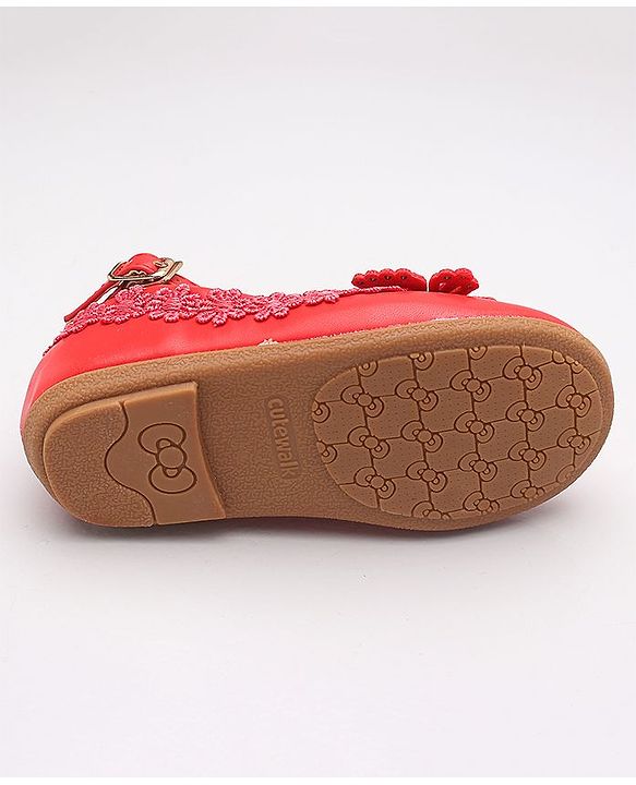 Cute Walk by Babyhug Embellished Belly Shoes - Red